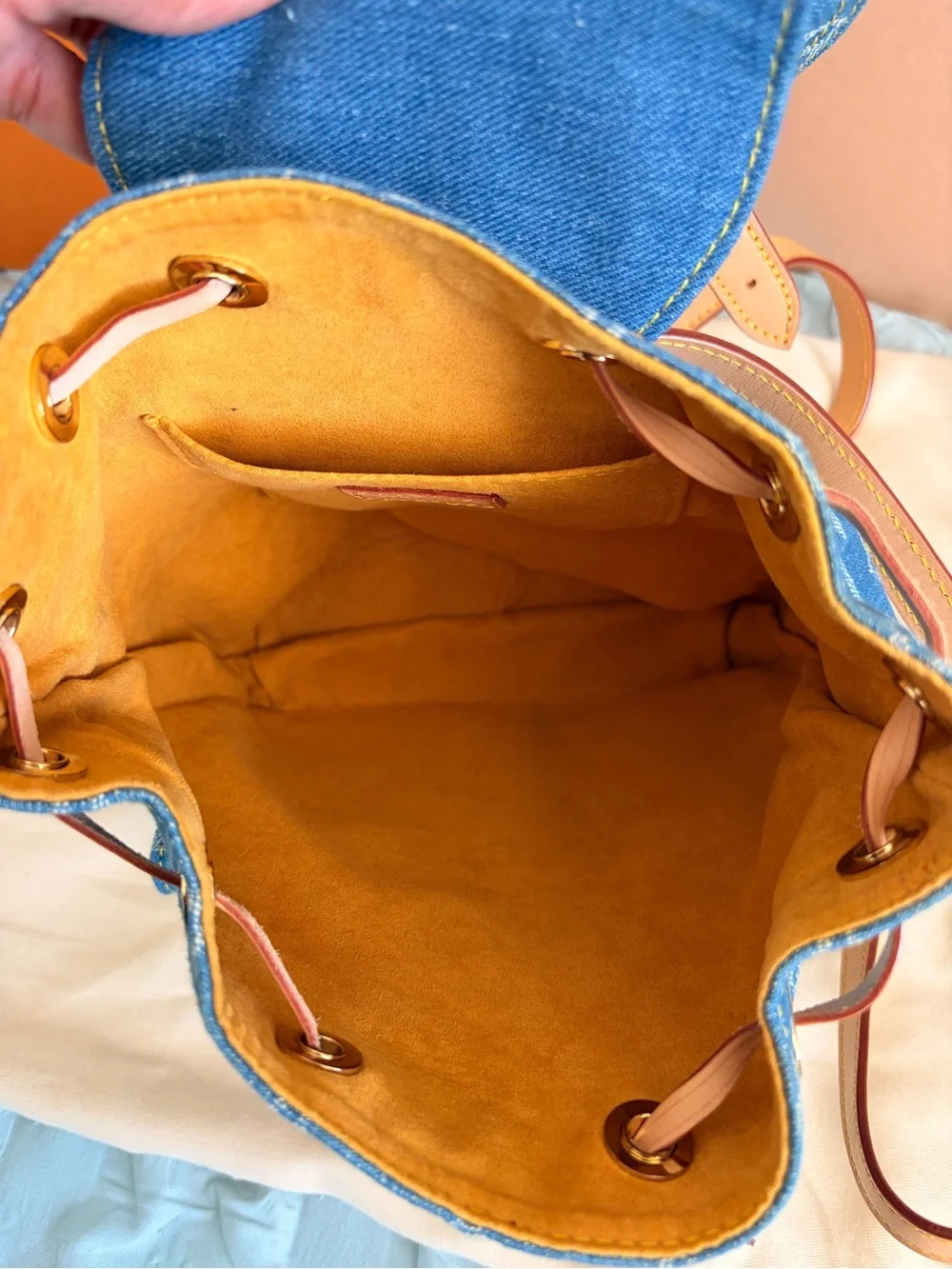 Louis Vuitton Denim Monogram Blue Backpack with Gold Hardware